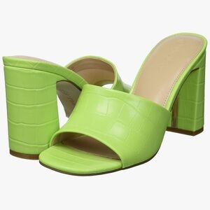 NWT The Drop Lime Green Pattie‎ High Block-Heeled Mule Sandal - 7.5